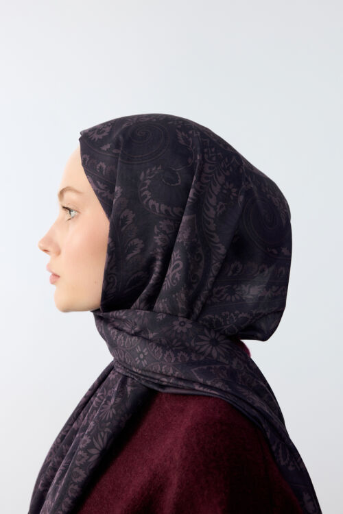 Allica Desen Şal - Mürdüm - Camellia Scarfs