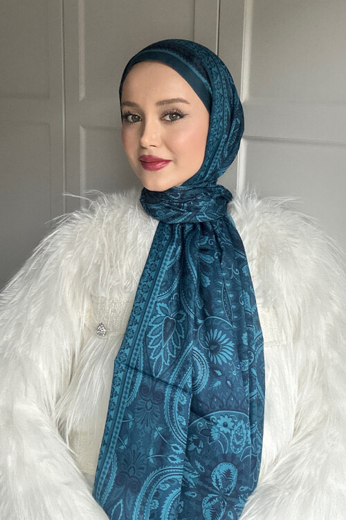 Allica Desen Şal - Turkuaz 
