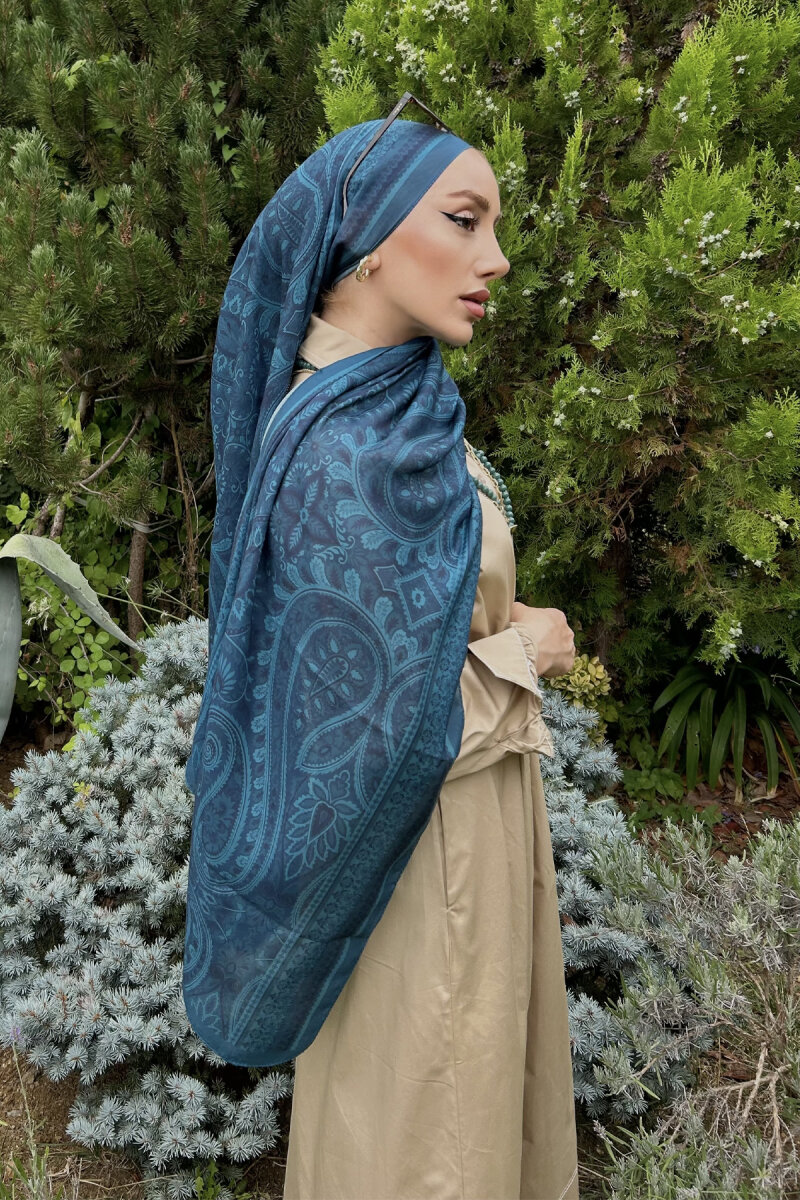 Allica Desen Şal - Turkuaz - 1
