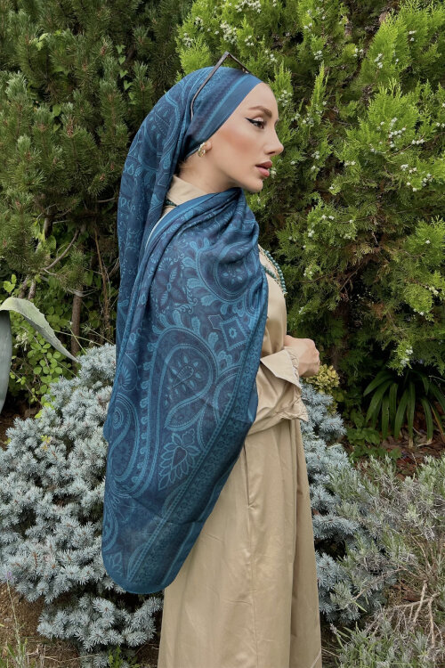 Allica Desen Şal - Turkuaz - Camellia Scarfs