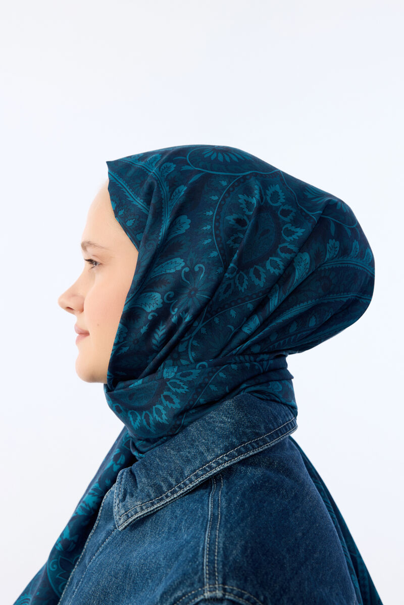 Allica Desen Şal - Turkuaz - 4