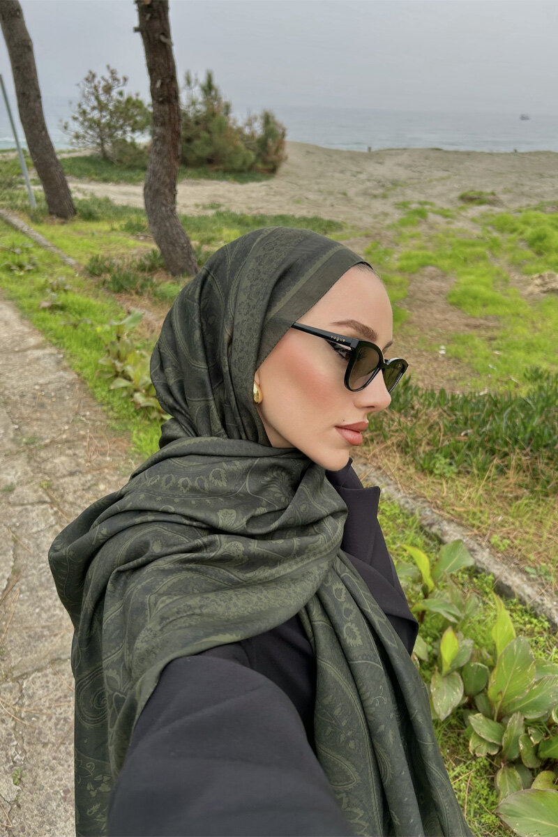 Allica Desen Şal - Yeşil - 4