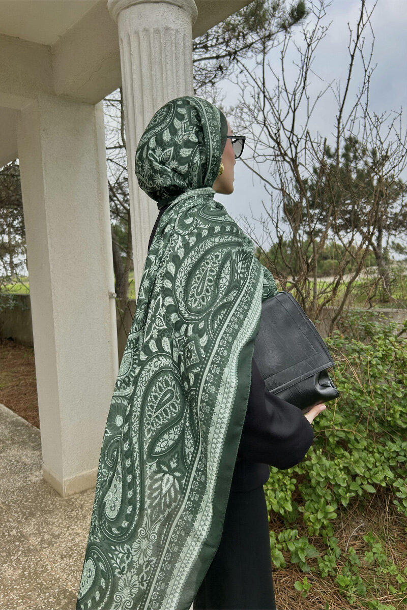Allica Desen Şal - Yeşil Beyaz - 2