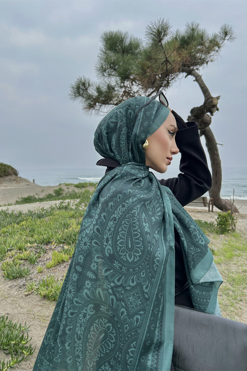 Allica Desen Şal - Zümrüt Yeşili - 1