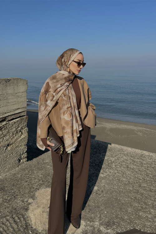 Allica Desen Soft Şal - Kum - Camellia Scarfs