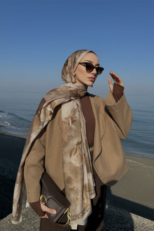 Allica Desen Soft Şal - Kum - Camellia Scarfs (1)