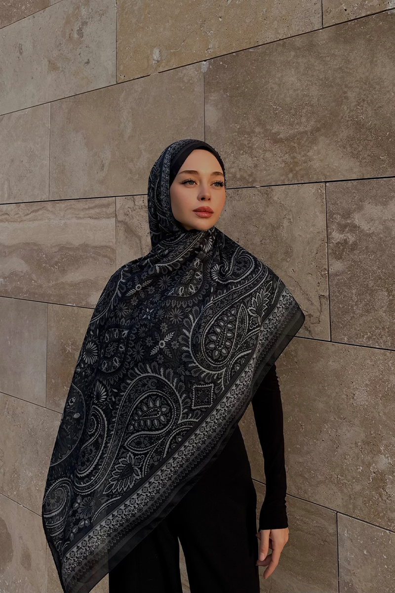 Allica Desen Soft Şal - Siyah - 1