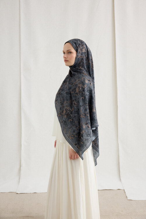 Amber Kraş Şal - Gri - Camellia Scarfs (1)