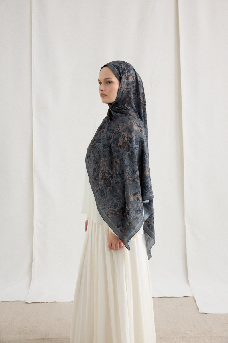 Amber Kraş Şal - Gri - 2