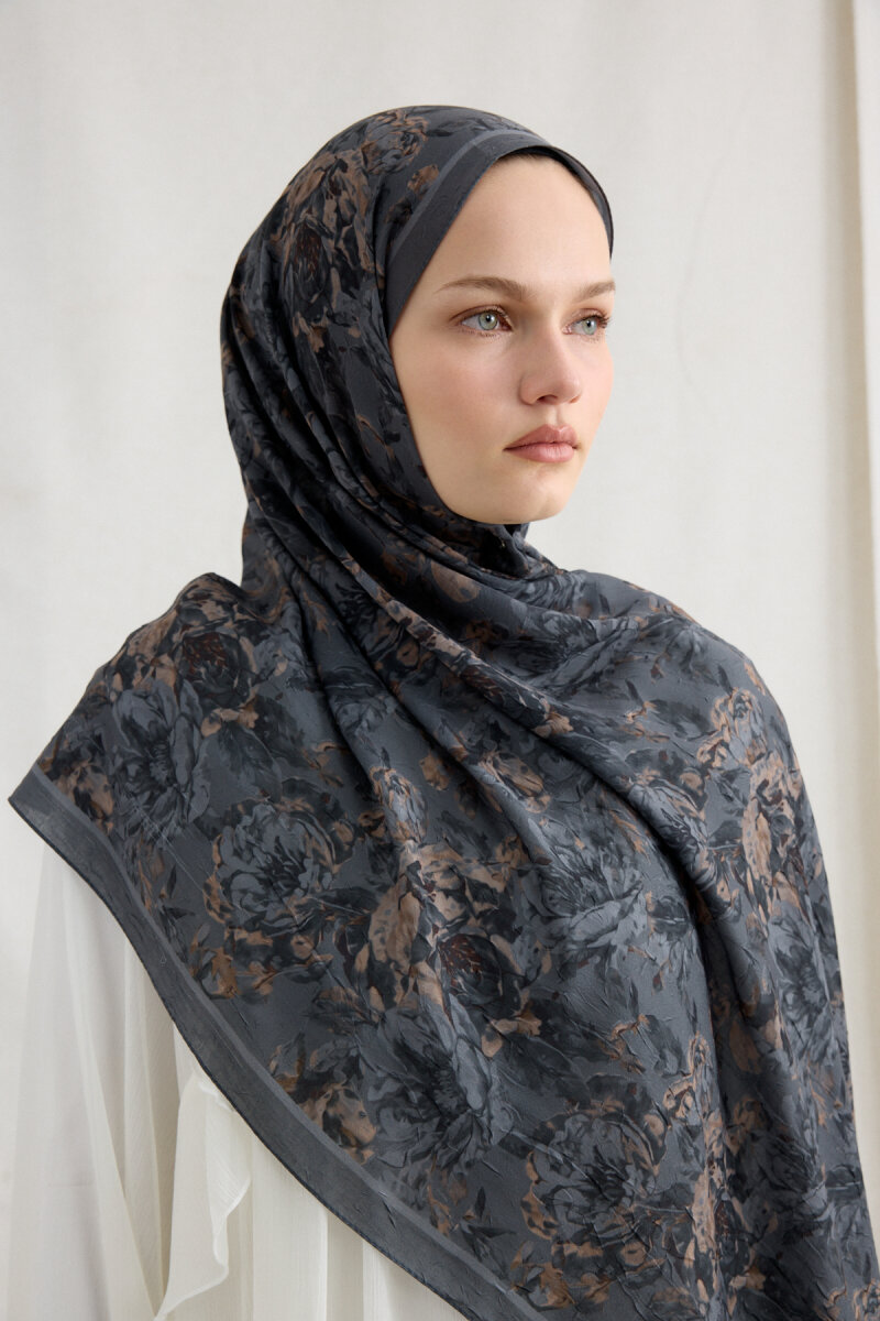 Amber Kraş Şal - Gri - 4