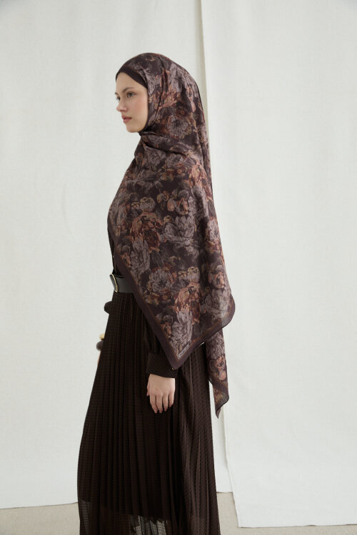 Amber Kraş Şal - Kahve - Camellia Scarfs (1)