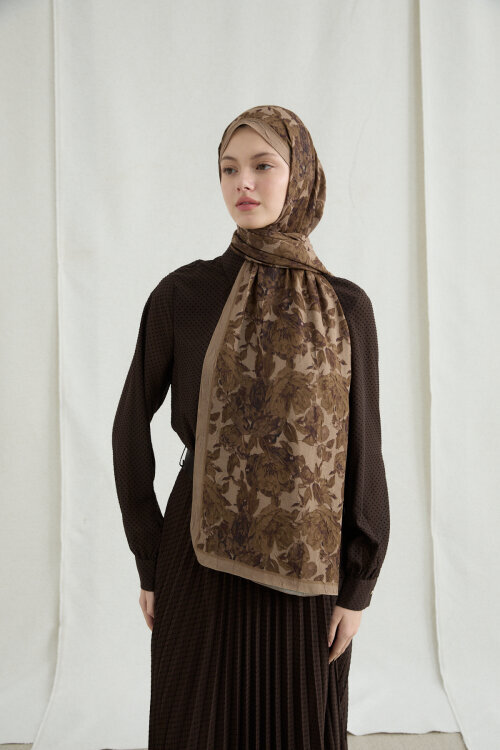 Amber Kraş Şal - Mocha - Camellia Scarfs (1)