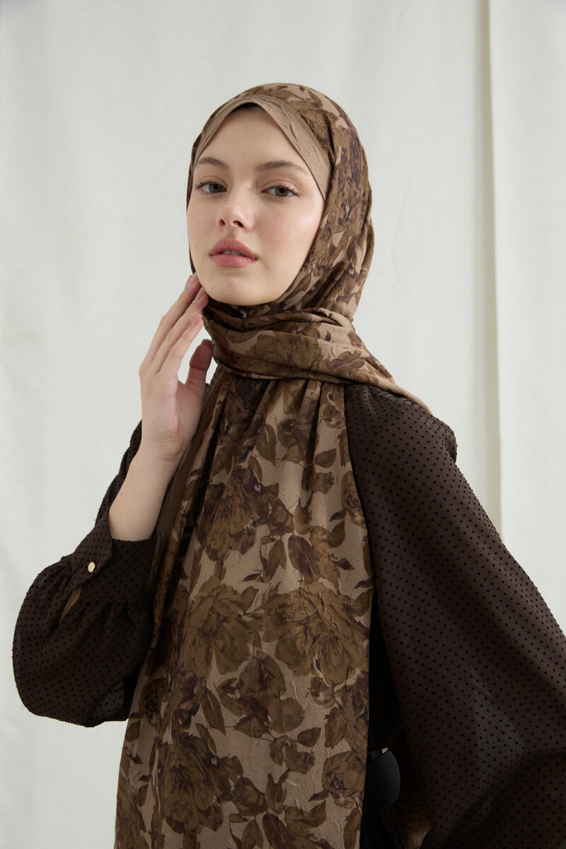 Amber Kraş Şal - Mocha - 3