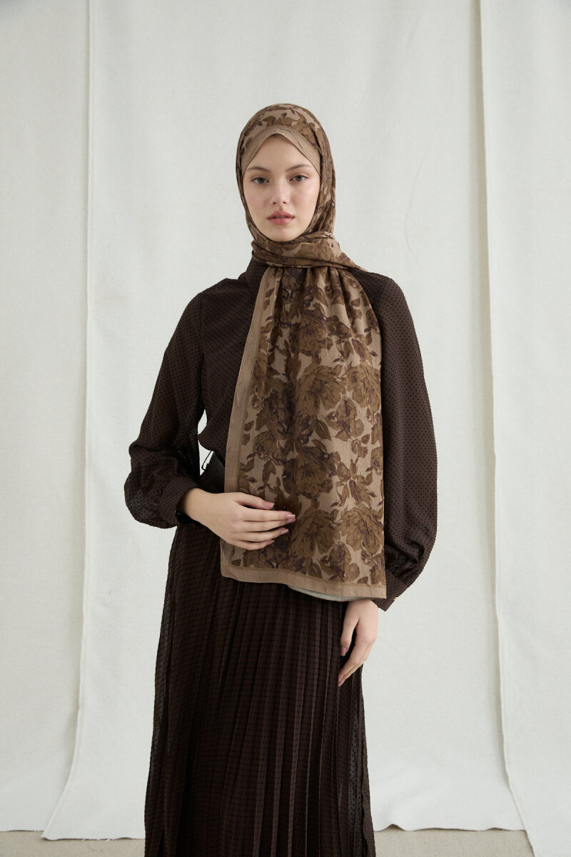 Amber Kraş Şal - Mocha - 1