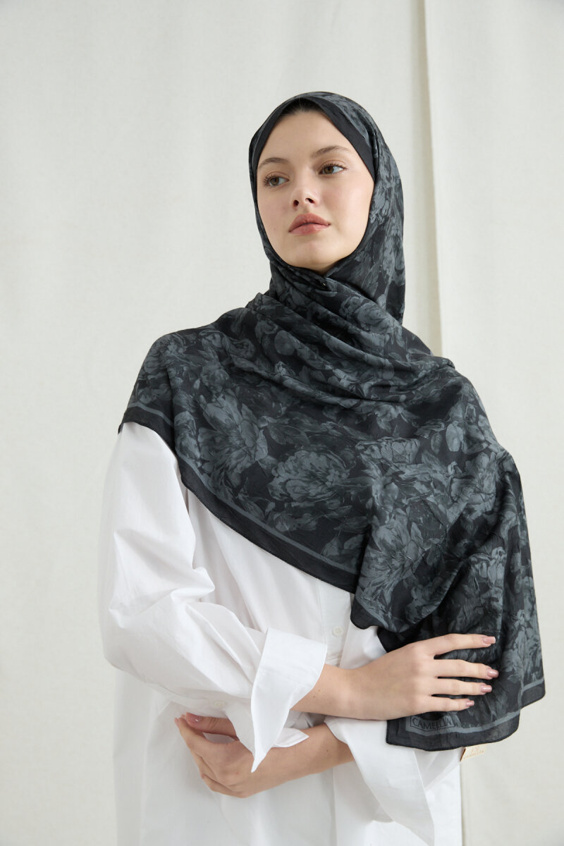 Amber Kraş Şal - Siyah - 3