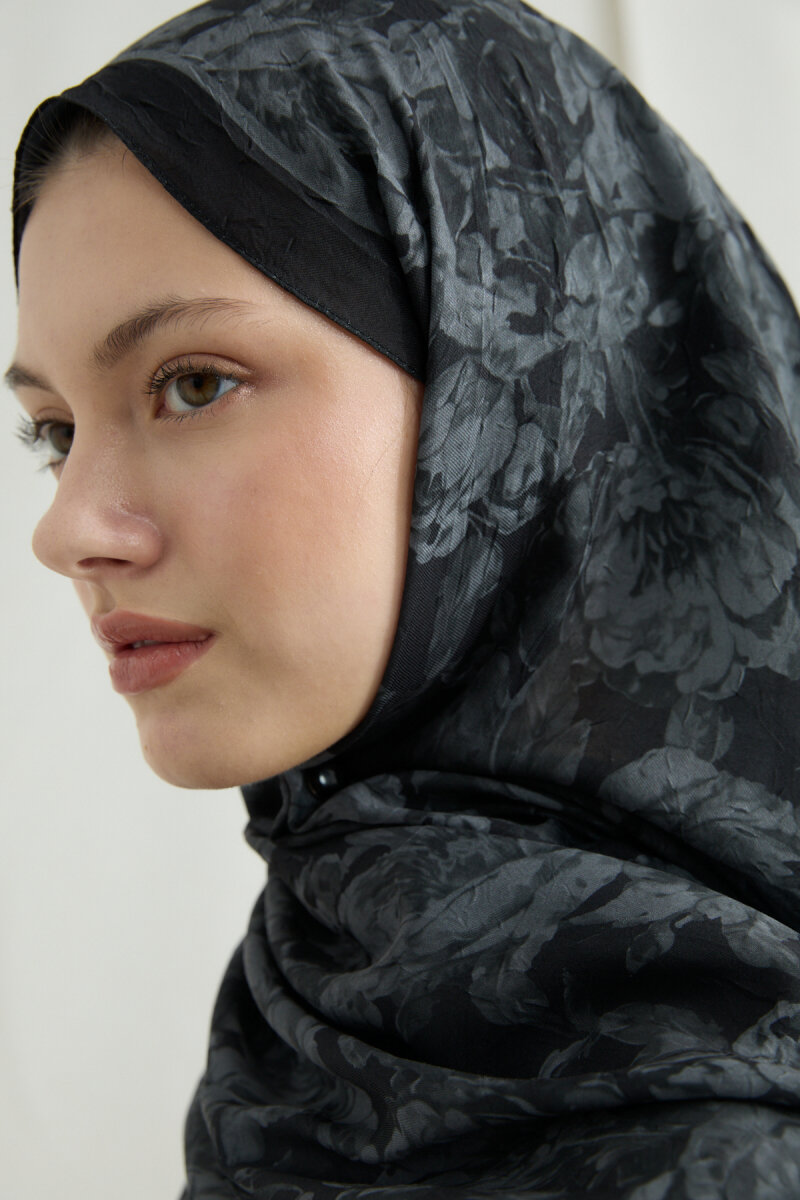 Amber Kraş Şal - Siyah - 4