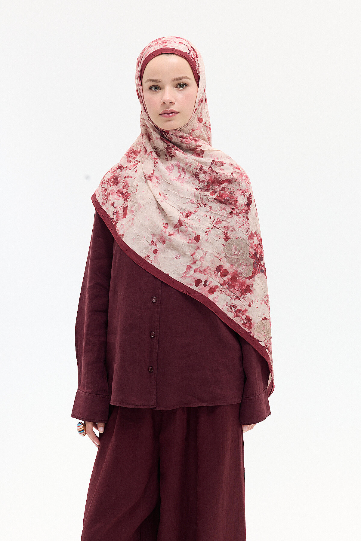 Atlantis Kraş Şal - Bordo - Camellia Scarfs