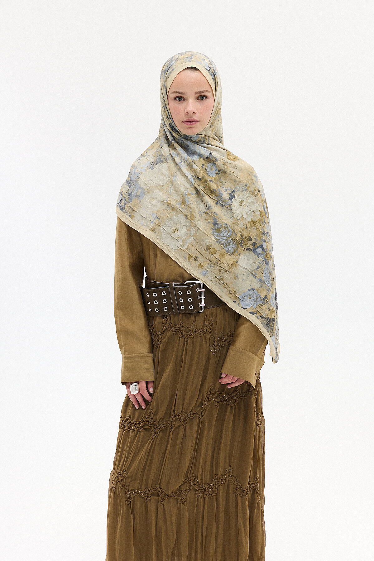 Atlantis Kraş Şal - Sarı-Gri - Camellia Scarfs