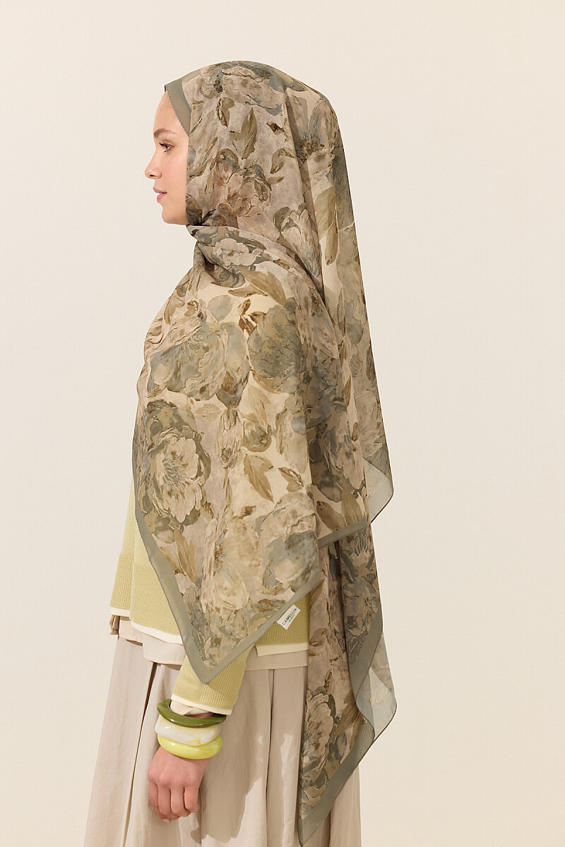 Aura İpek Krep Şal - Çağla - 3