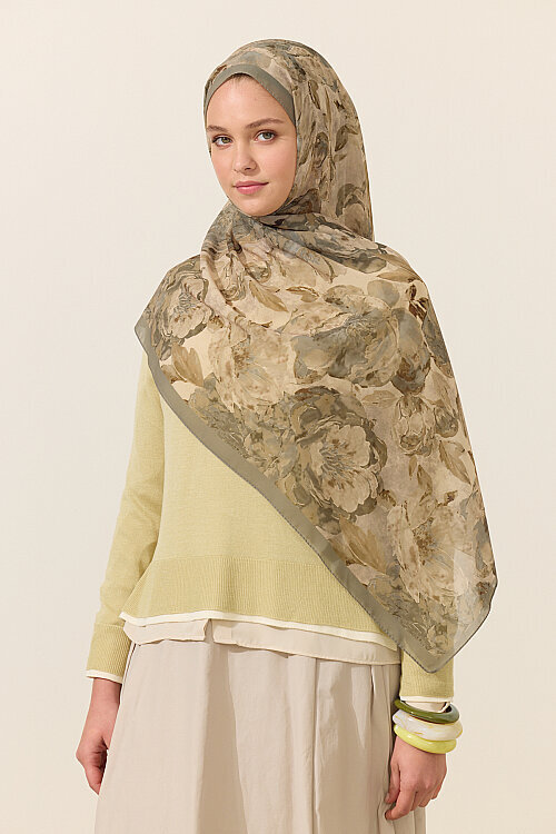 Aura İpek Krep Şal - Çağla - Camellia Scarfs