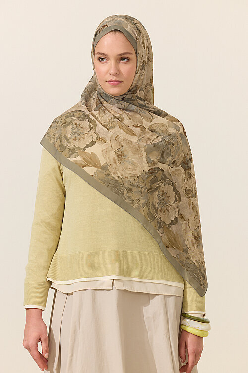 Aura İpek Krep Şal - Çağla - Camellia Scarfs (1)