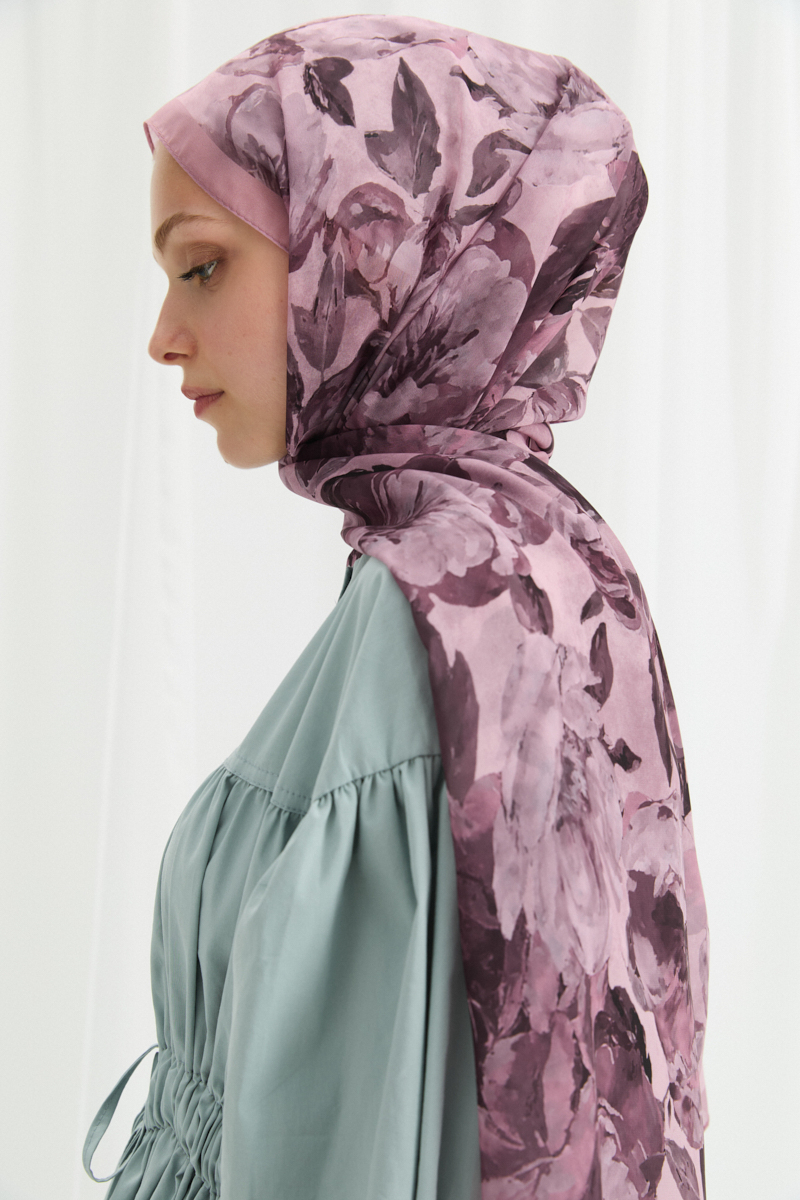 Aura İpek Krep Şal - Gül Kurusu - 4