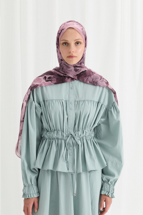 Aura İpek Krep Şal - Gül Kurusu - Camellia Scarfs