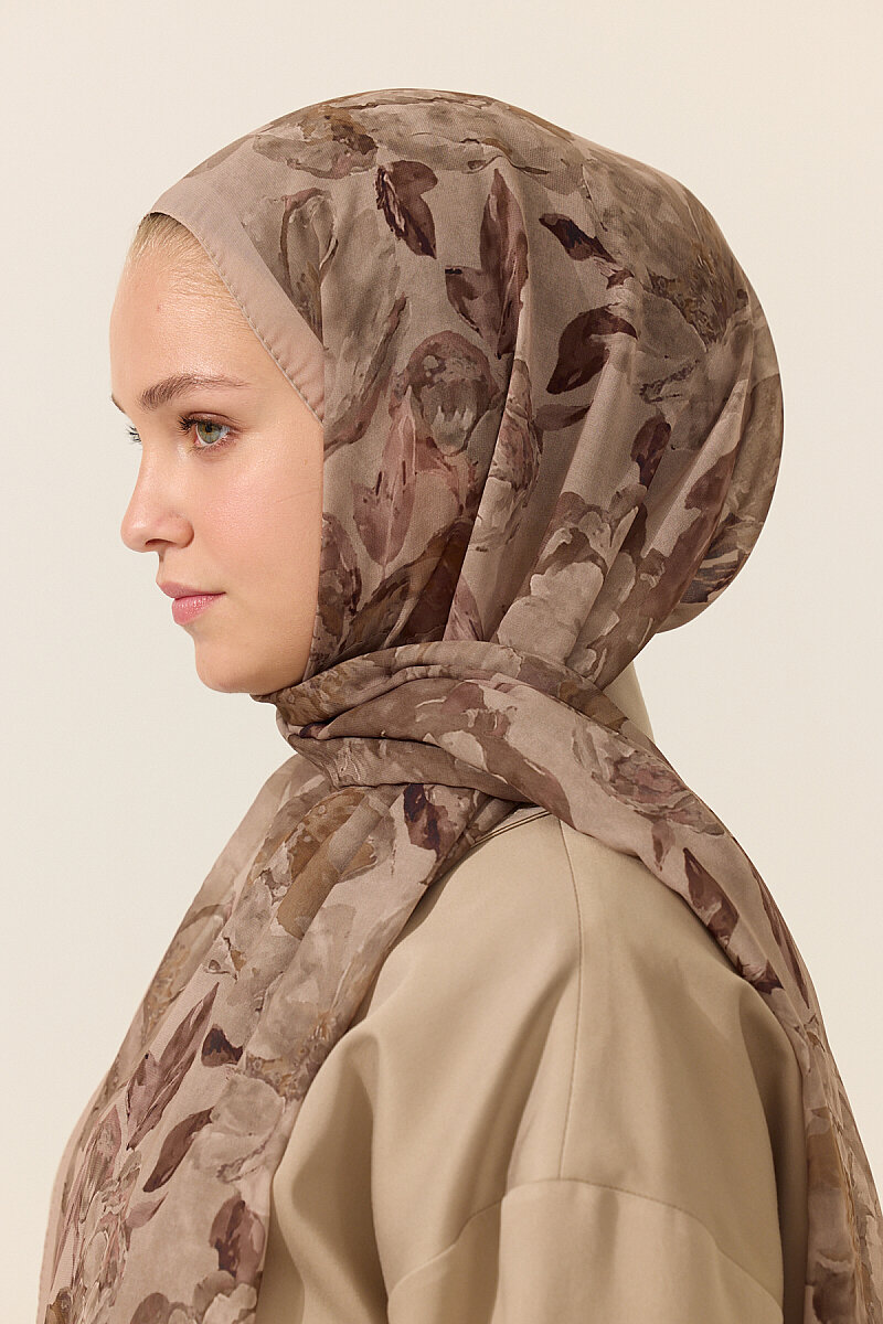 Aura İpek Krep Şal - Kum - 4