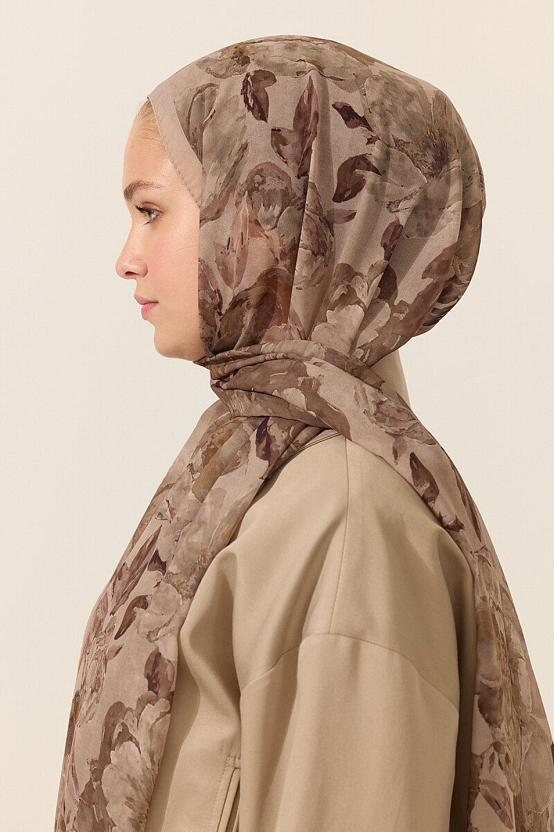 Aura İpek Krep Şal - Kum - 3