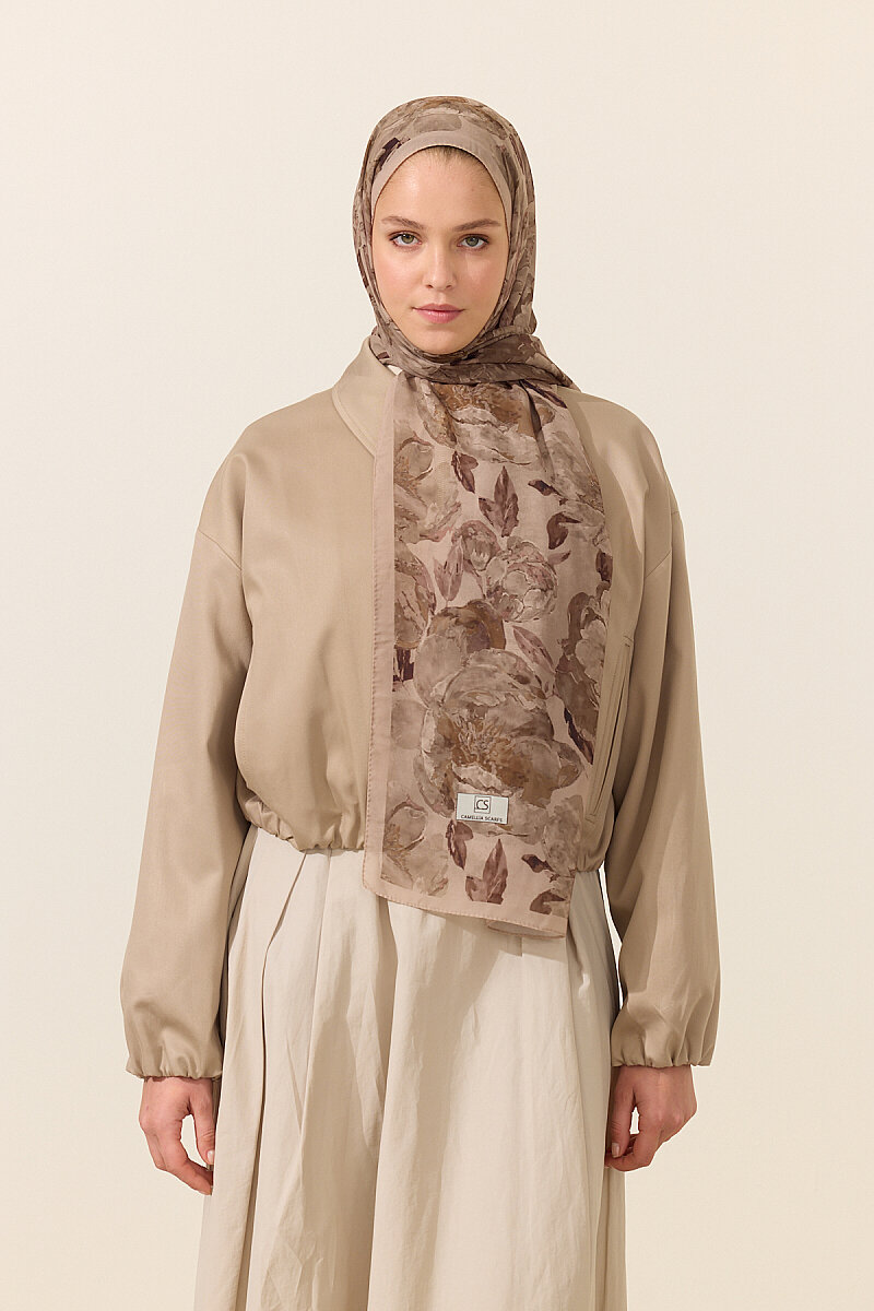 Aura İpek Krep Şal - Kum - 2