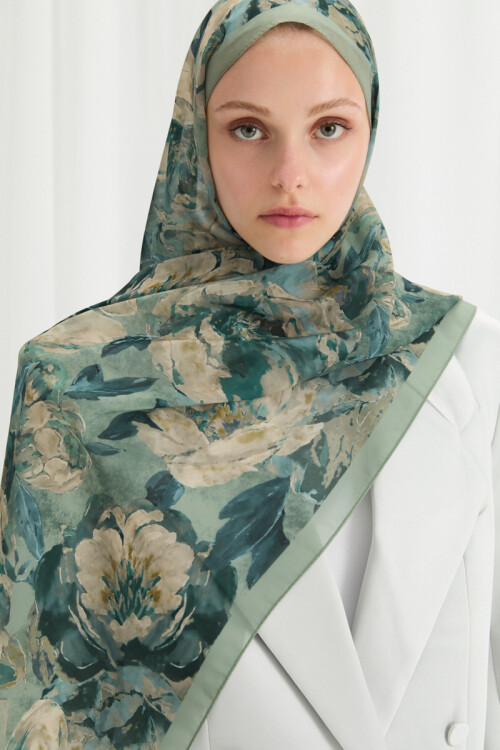 Aura İpek Krep Şal - Mint - Camellia Scarfs (1)