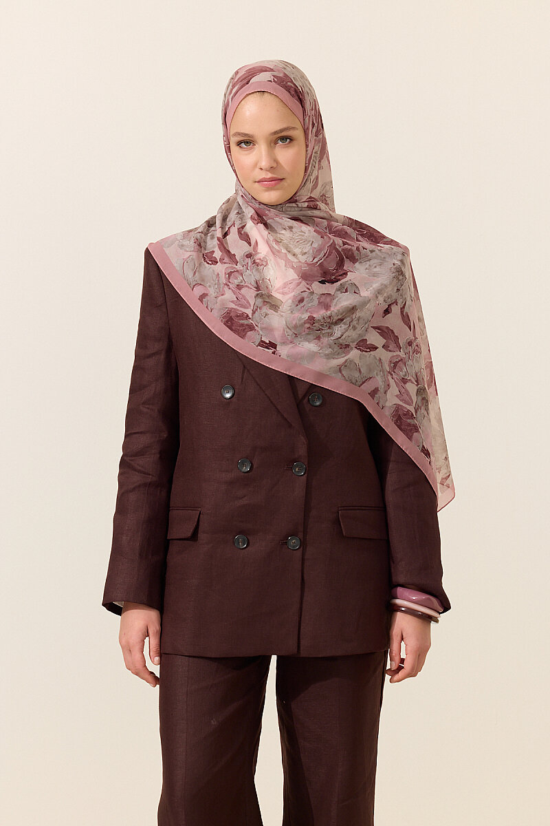 Aura İpek Krep Şal - Pembe - 2