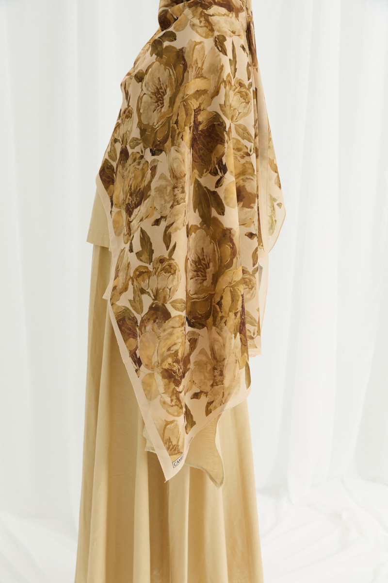 Aura İpek Krep Şal - Tereyağ Sarısı - 4