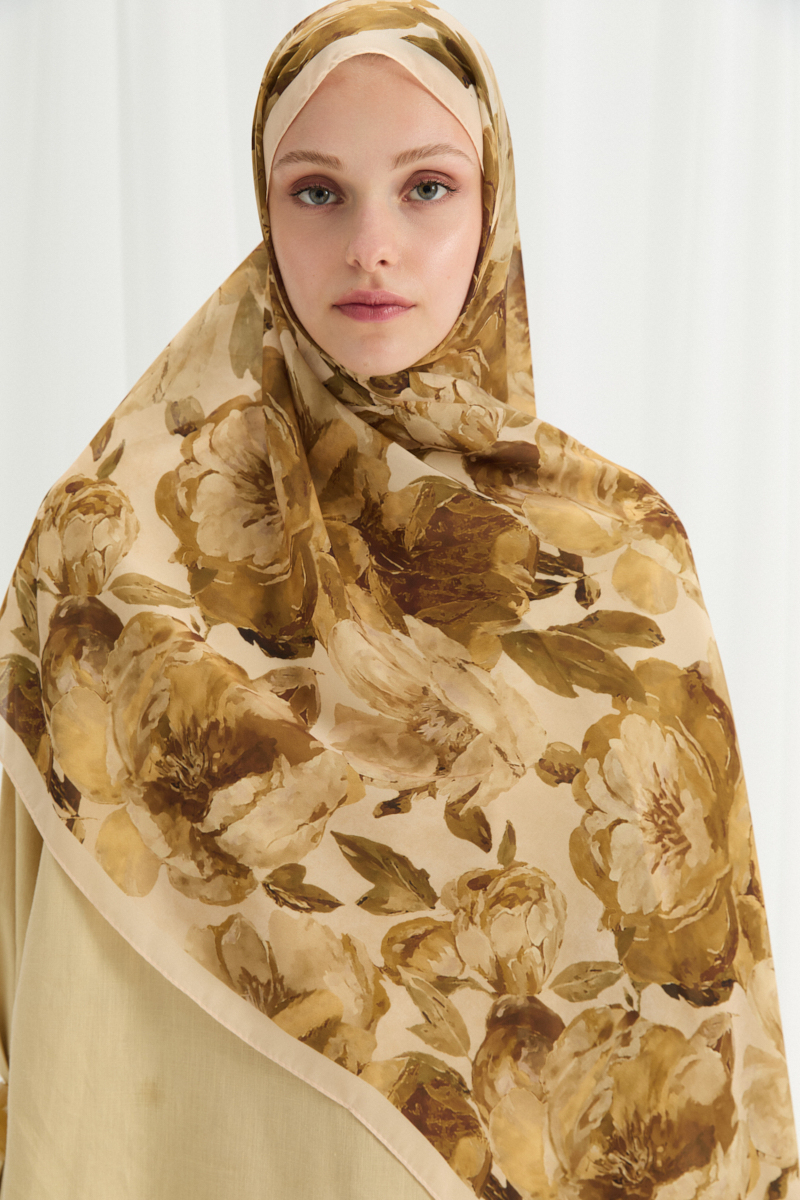 Aura İpek Krep Şal - Tereyağ Sarısı - 3
