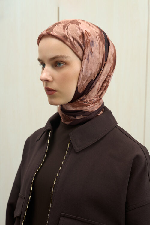 Aura Kraş Eşarp - Acı Kahve - Camellia Scarfs