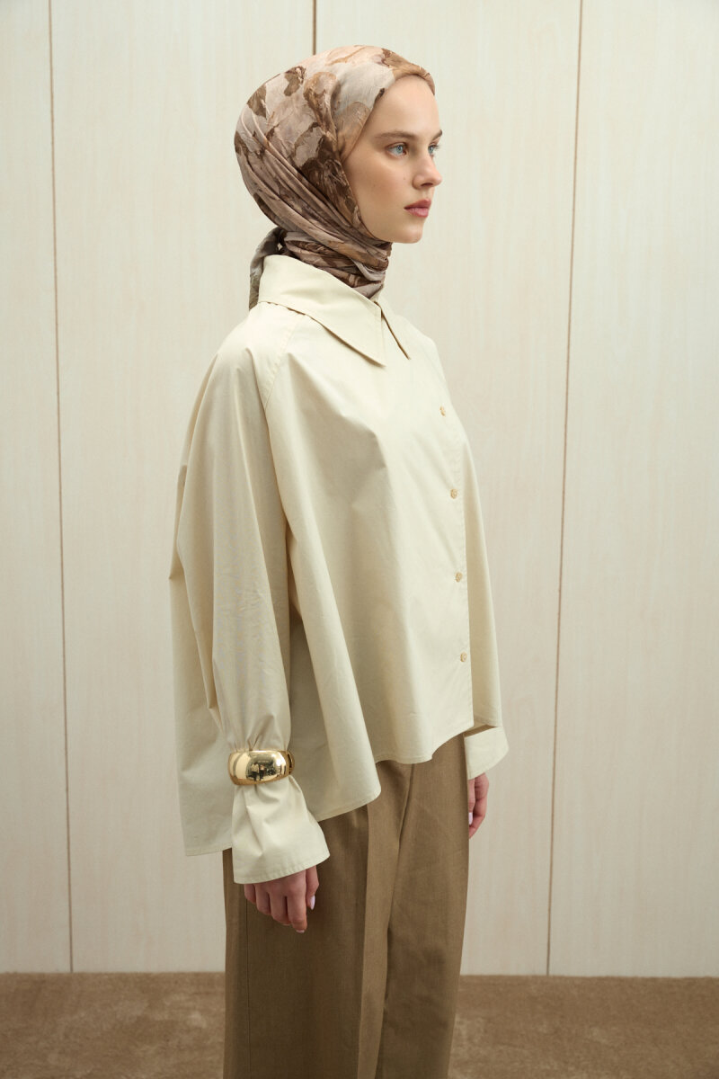 Aura Kraş Eşarp - Bej - 4