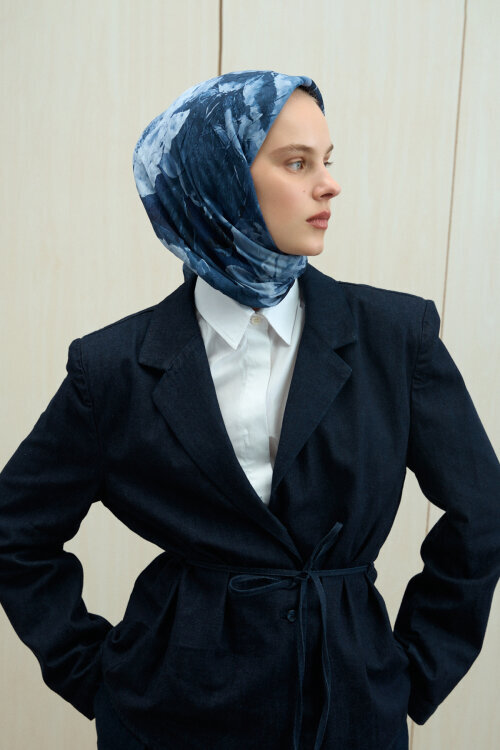 Aura Kraş Eşarp - Lacivert - Camellia Scarfs