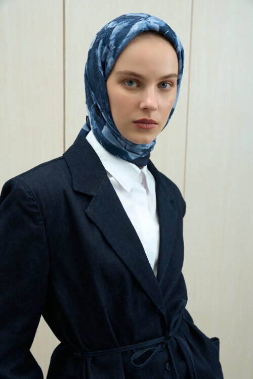 Aura Kraş Eşarp - Lacivert - Camellia Scarfs (1)