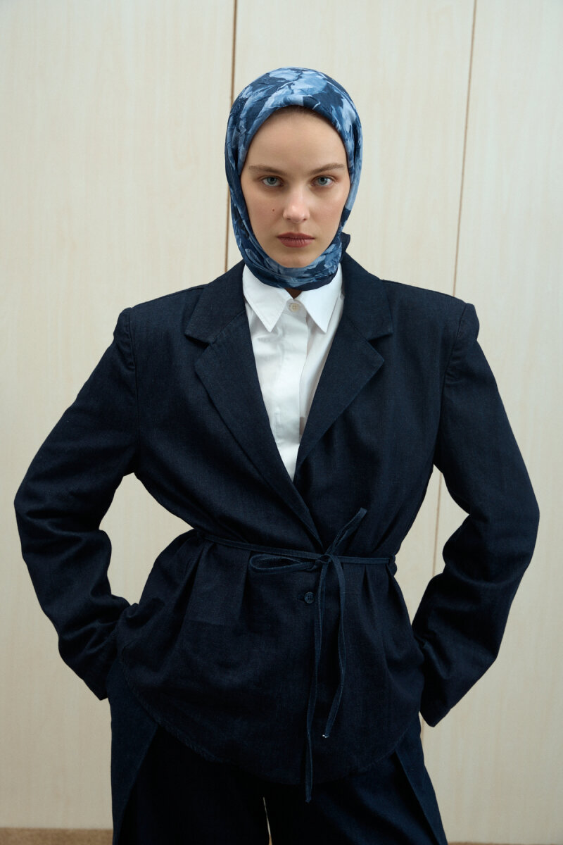 Aura Kraş Eşarp - Lacivert - 4