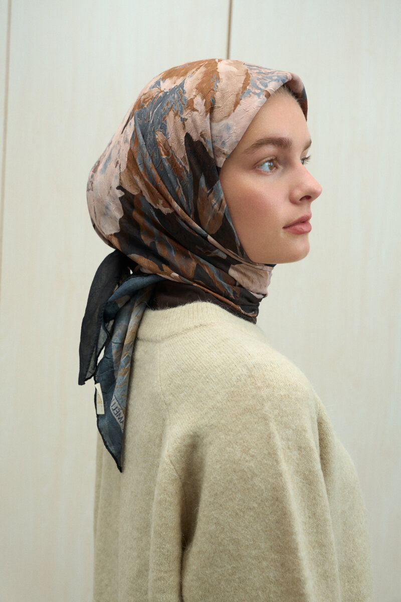 Aura Kraş Eşarp - Siyah Bej - 1