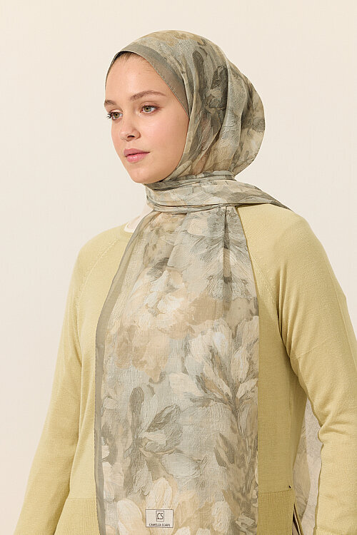 Aveline Soft Pamuk Şal - Çağla - Camellia Scarfs (1)