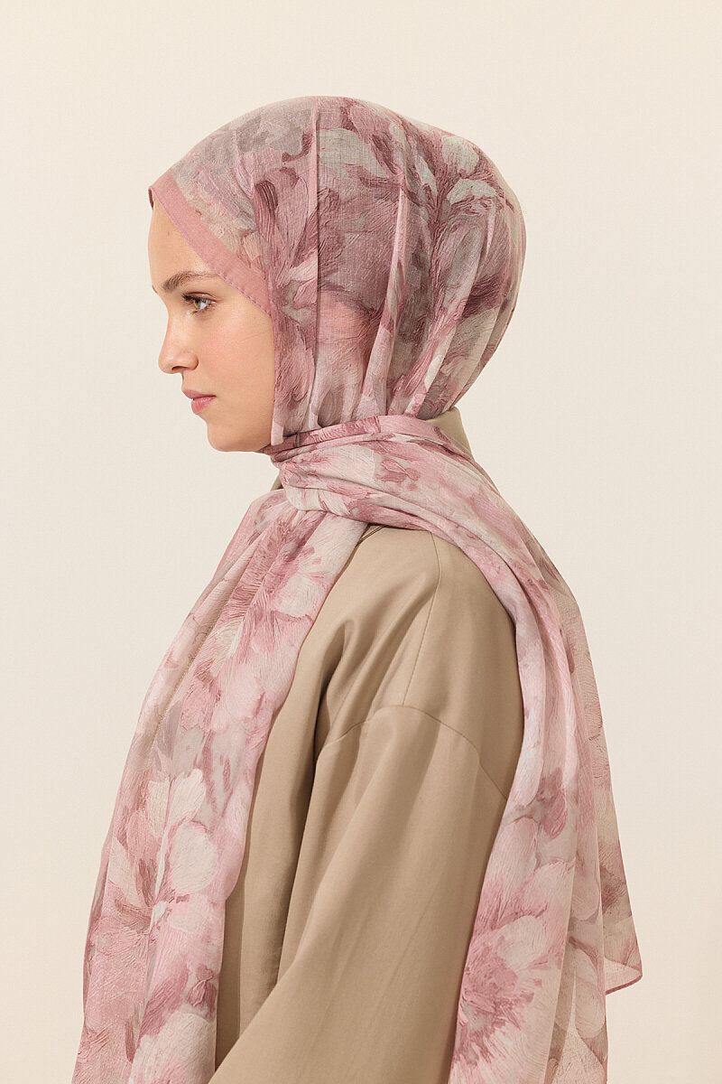 Aveline Soft Pamuk Şal - Pudra - 3