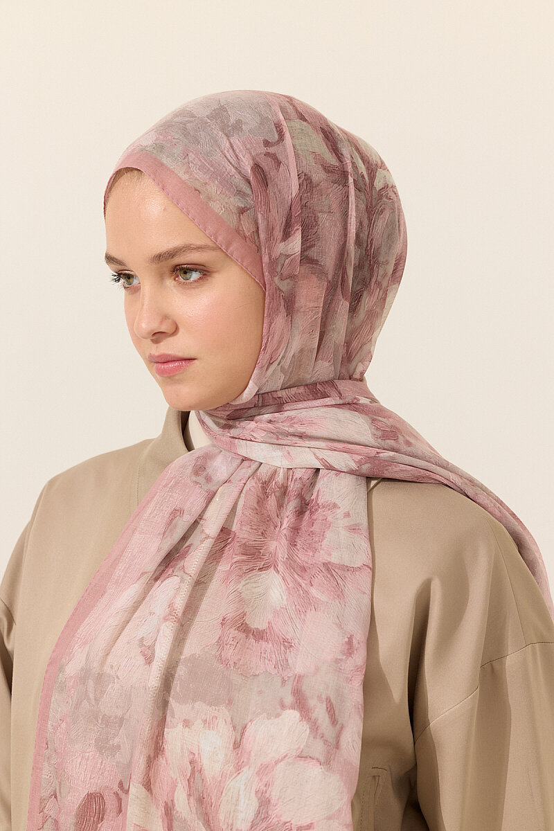 Aveline Soft Pamuk Şal - Pudra - 4