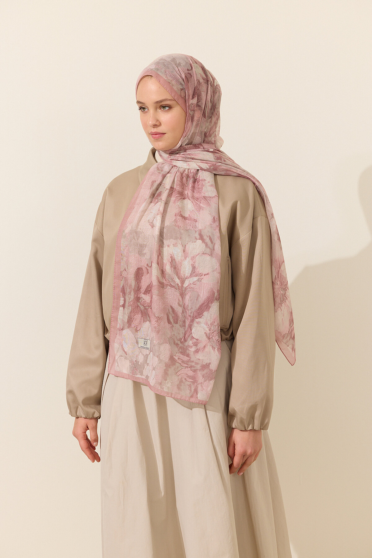 Aveline Soft Pamuk Şal - Pudra - Camellia Scarfs (1)