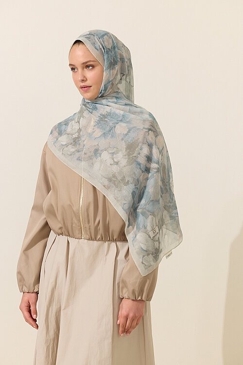 Aveline Soft Pamuk Şal - Soğuk Mavi - Camellia Scarfs (1)