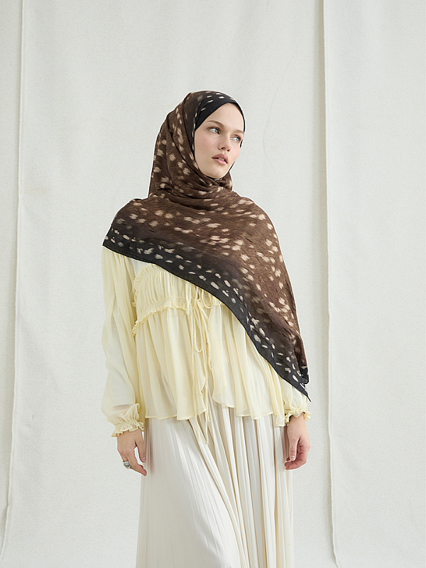 Bambi Kraş Şal - Siyah Kahve - Camellia Scarfs