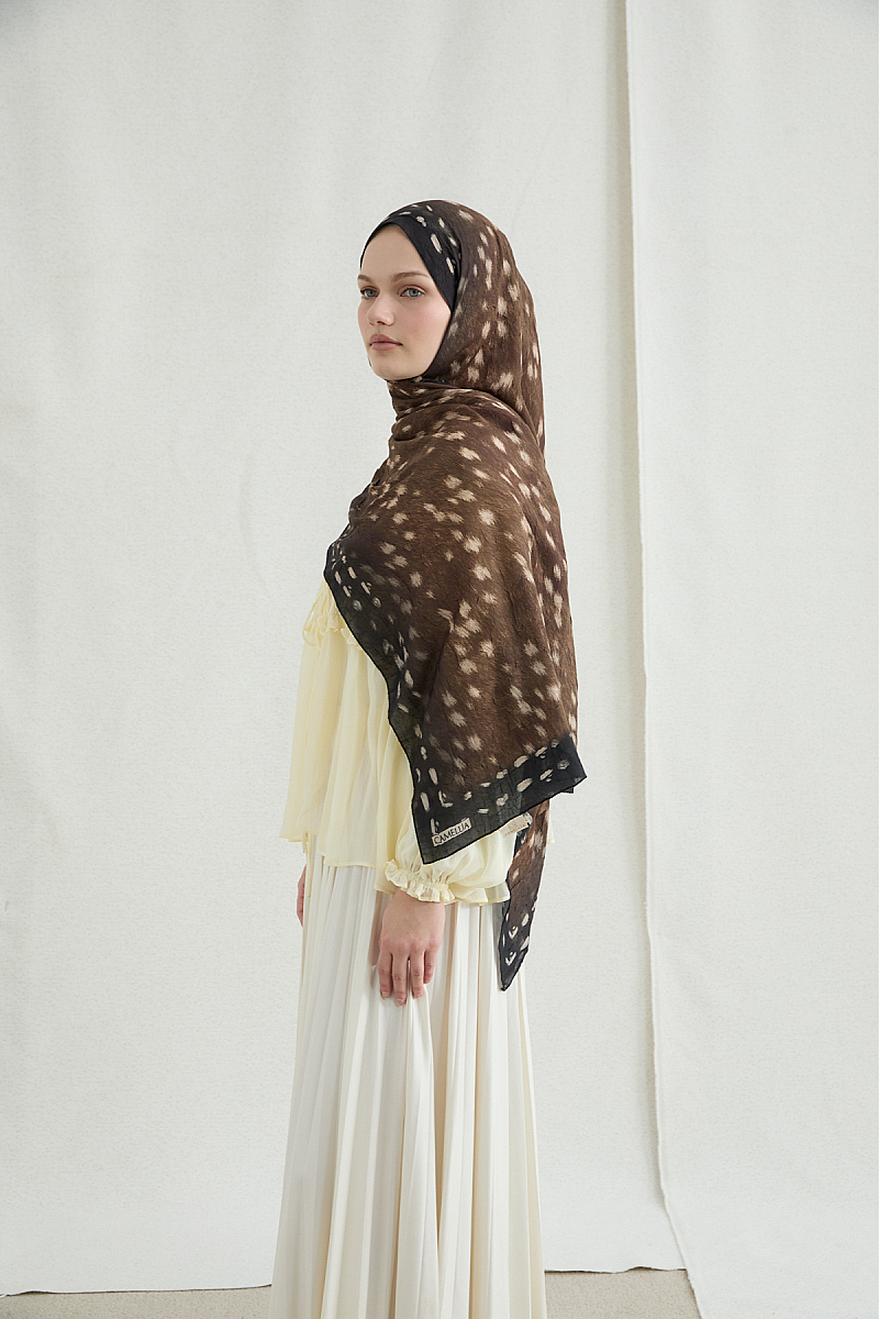 Bambi Kraş Şal - Siyah Kahve - 2