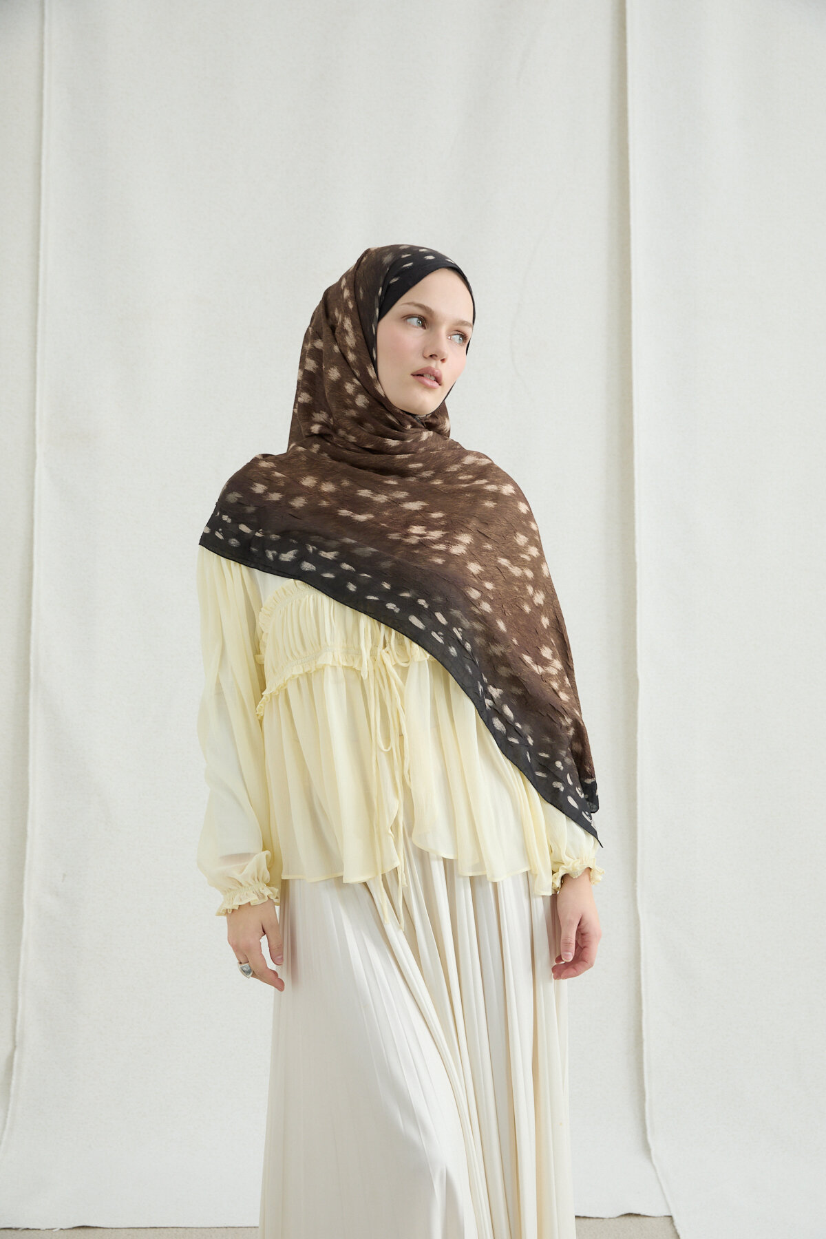 Bambi Kraş Şal - Siyah Kahve - Camellia Scarfs