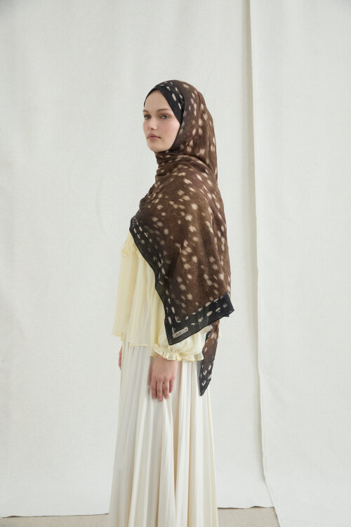 Bambi Kraş Şal - Siyah Kahve - Camellia Scarfs (1)