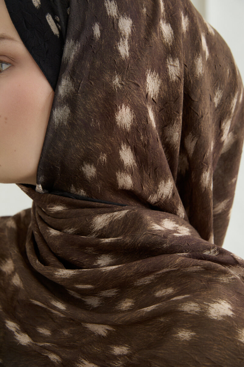 Bambi Kraş Şal - Siyah Kahve - 4
